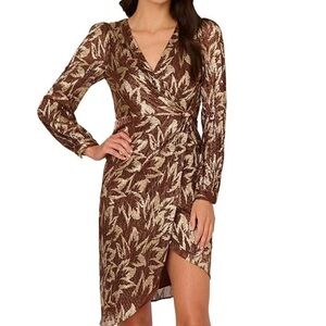 NWT ($179 retail) Adrianna Papell shimmer metallic gold / bronze dress size 12